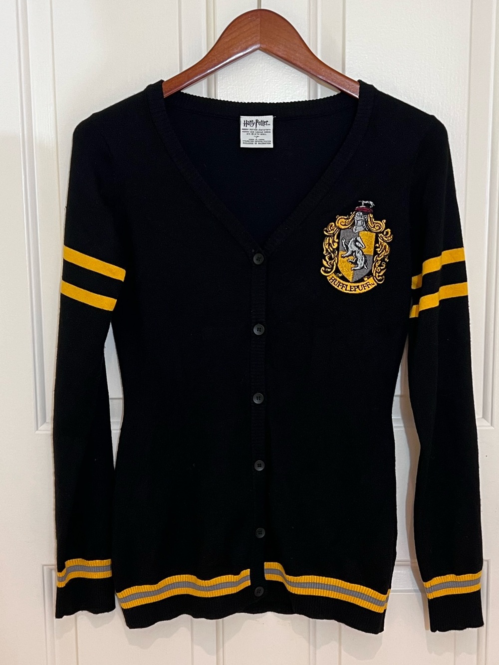 Harry Potter Hufflepuff Black & Yellow Cardigan Sweater purchase at Universal St